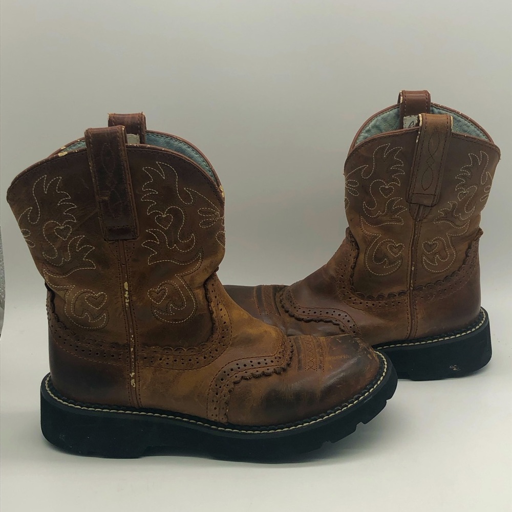 Ariat Fat Baby Boots Women's 7.5B Saddle Western Leather Rodeo Round Toe